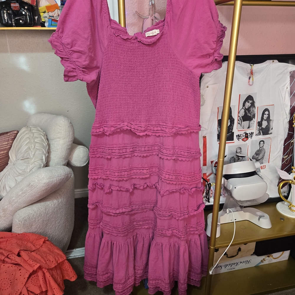 Ivy City Co Pink Ruffle Dress